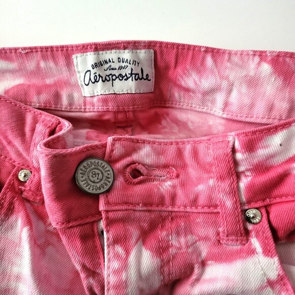 AEROPOSTALE | Women's Pink & White Tiedown Jeans - Picture 5 of 7